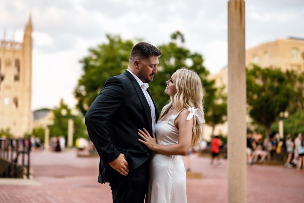 Couple dressed up on Lowry mall in Columbia Missouri